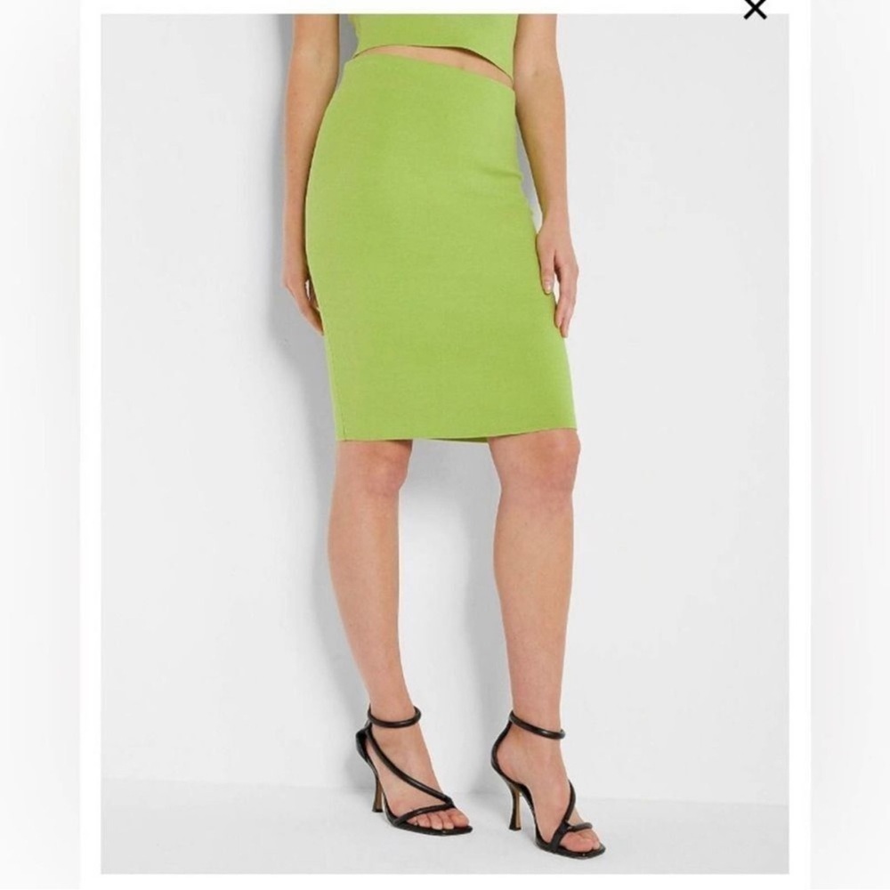 Express NWOT Bodycon Shaping Knit Sweater Pencil Skirt Size L Lime Green